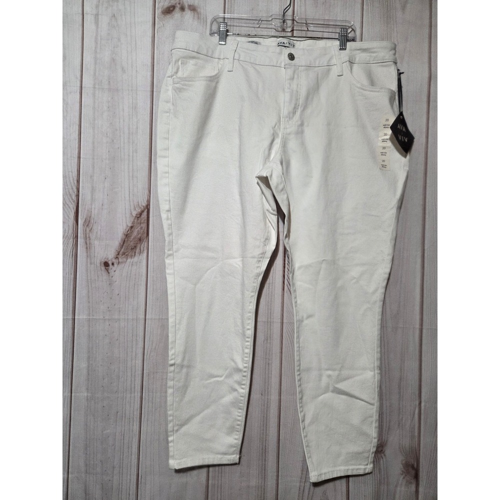 Ava & Viv Womens Size 20 Mid-Rise‎ Skinny Jeans True White Stretch Denim